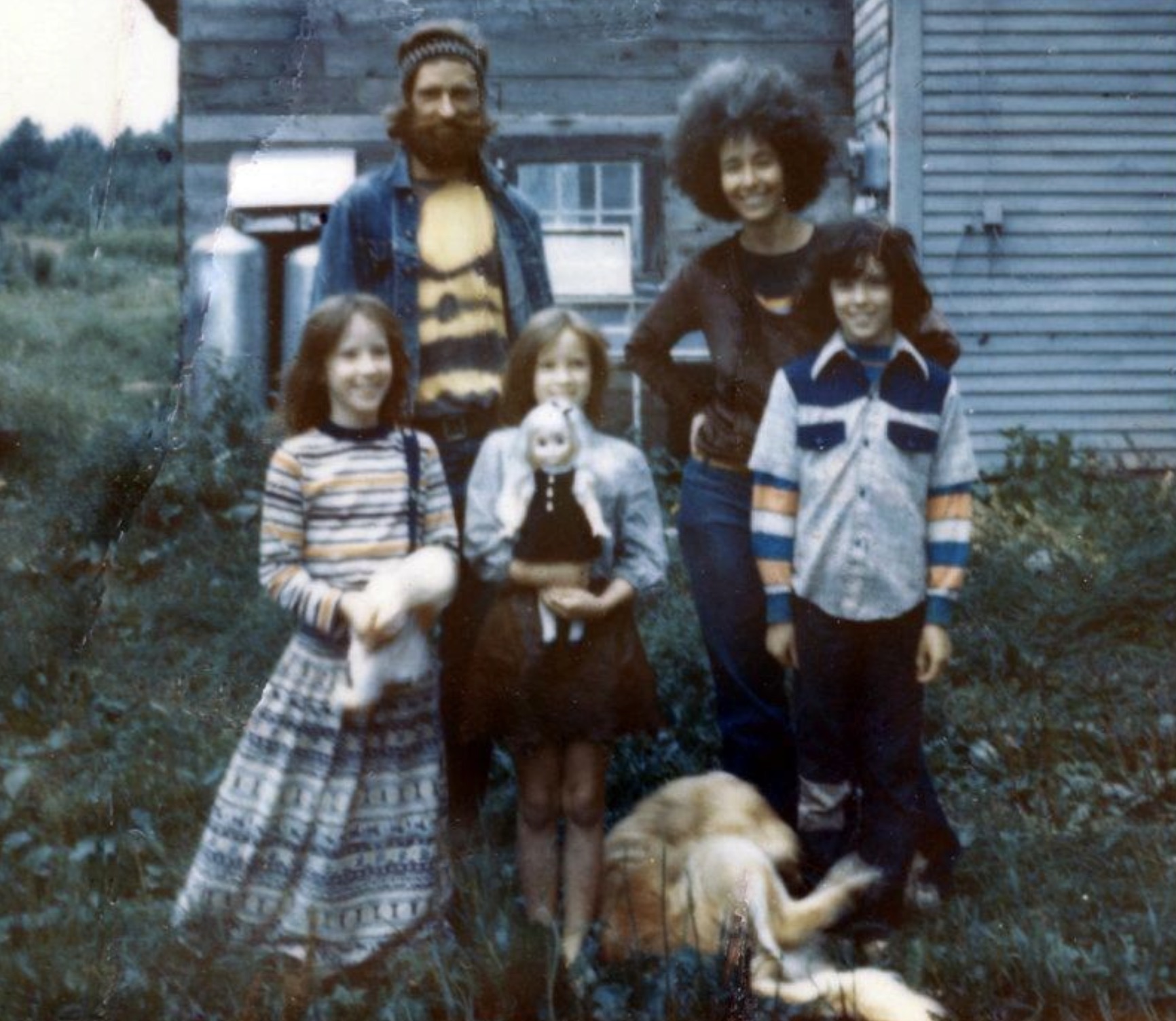My mom's back-to-the-land family on their farm in Maine, 1970